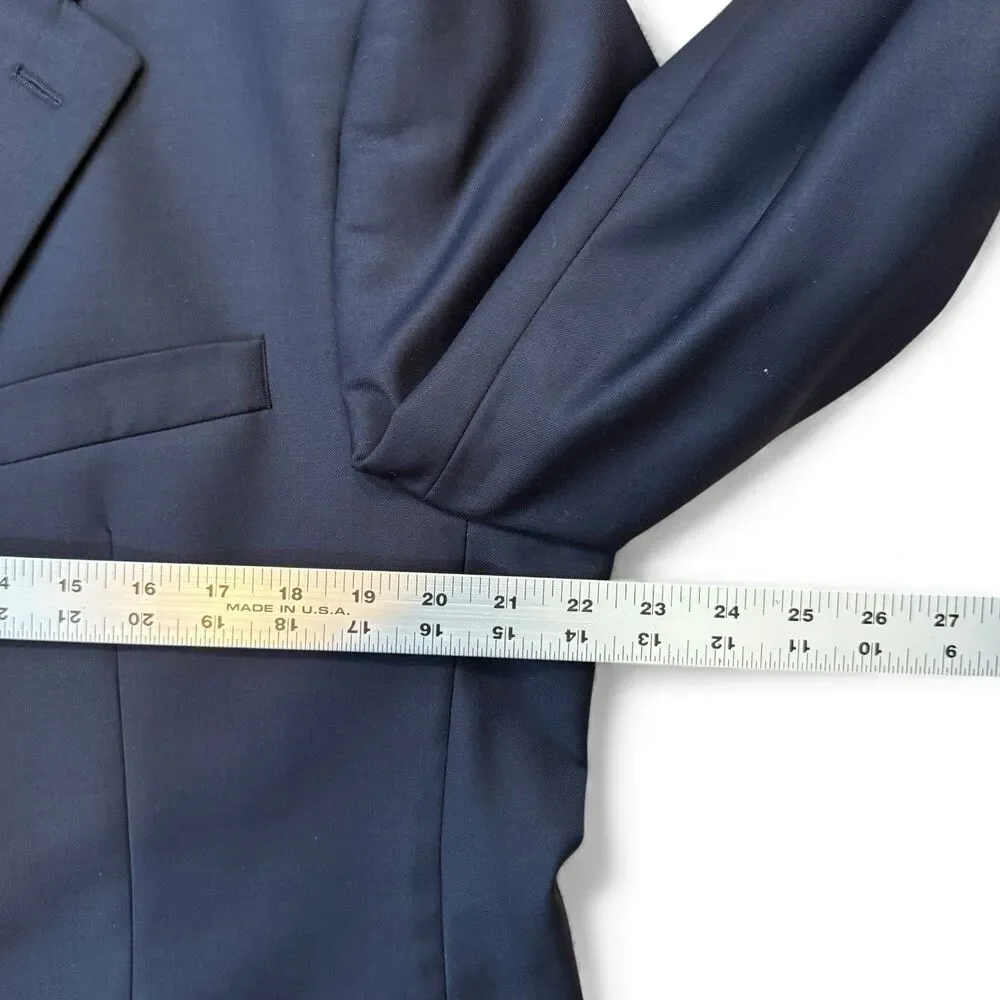Ralph Lauren Navy Blue Wool Blazer Gold Button Mens Suit Jacket See Measurements